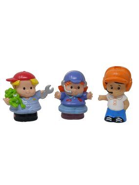 3 Fisher Price Little People Boy & Girl Airplane Pilot, Mechanic # D-18